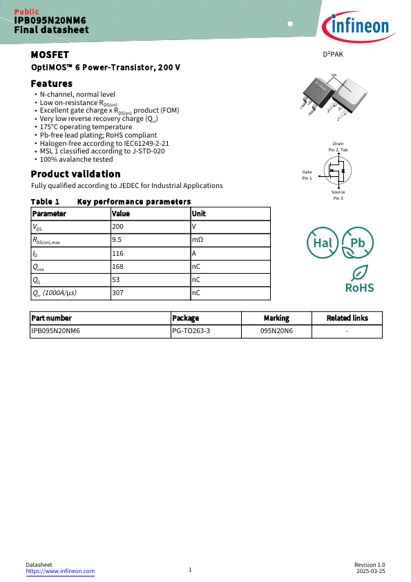 IPB095N20NM6 Datasheet Preview