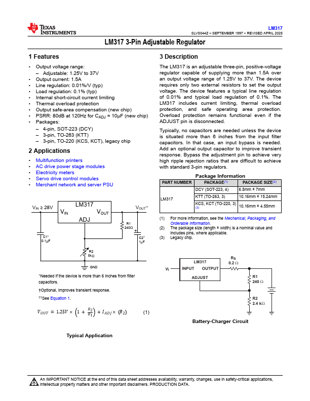LM317 Datasheet Preview