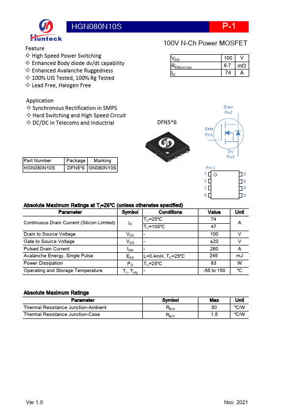 HGN080N10S Datasheet Preview