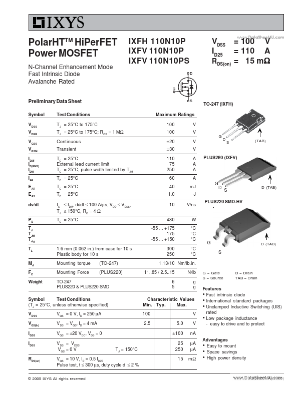 IXFH110N10P