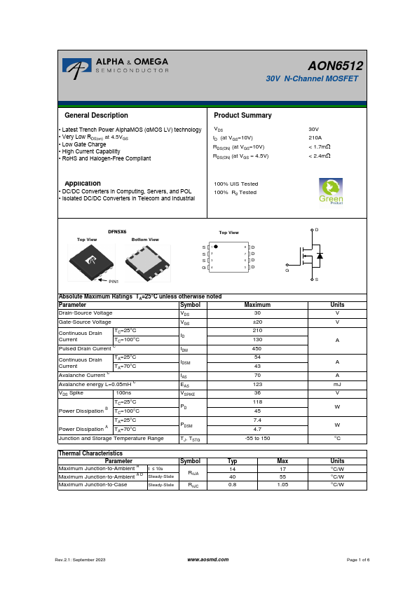 AON6512 Datasheet Preview