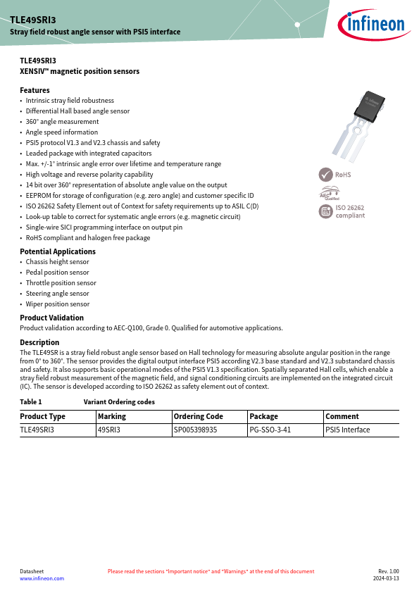 TLE49SRI3 Datasheet Preview