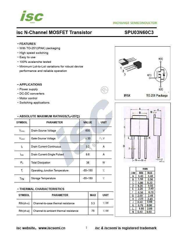 SPU03N60C3