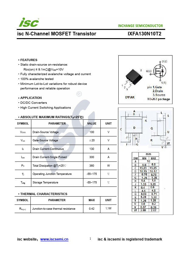 IXFA130N10T2