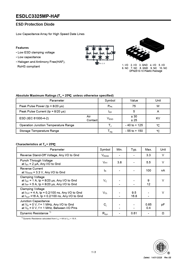 ESDLC3325MP-HAF Datasheet Preview