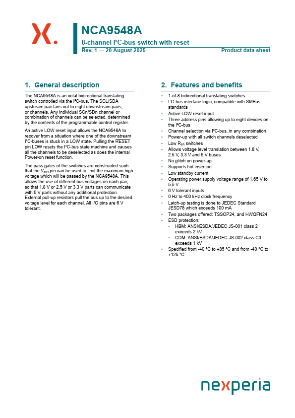 NCA9548A Datasheet Preview