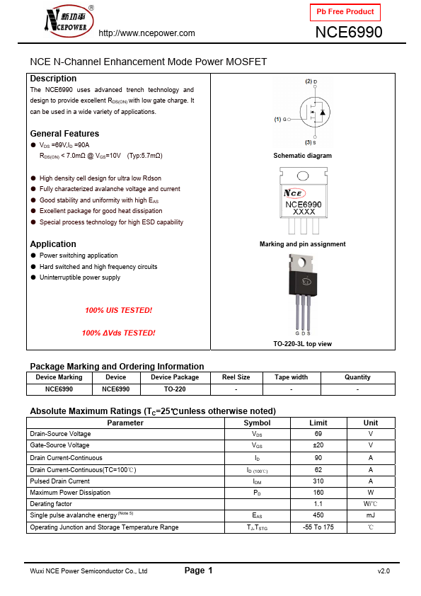 NCE6990 Datasheet Preview