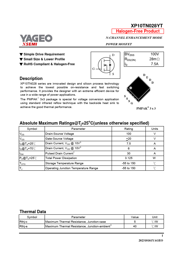 XP10TN028YT Datasheet Preview