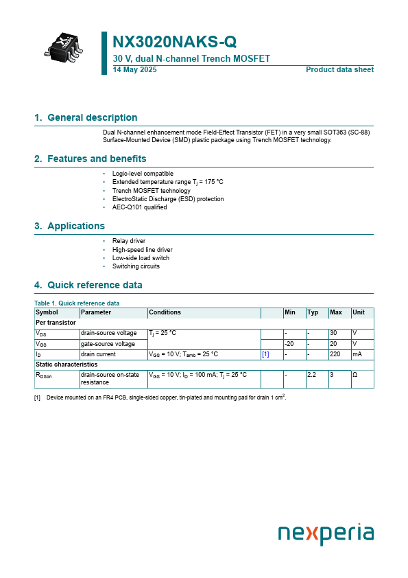 NX3020NAKS-Q Datasheet Preview