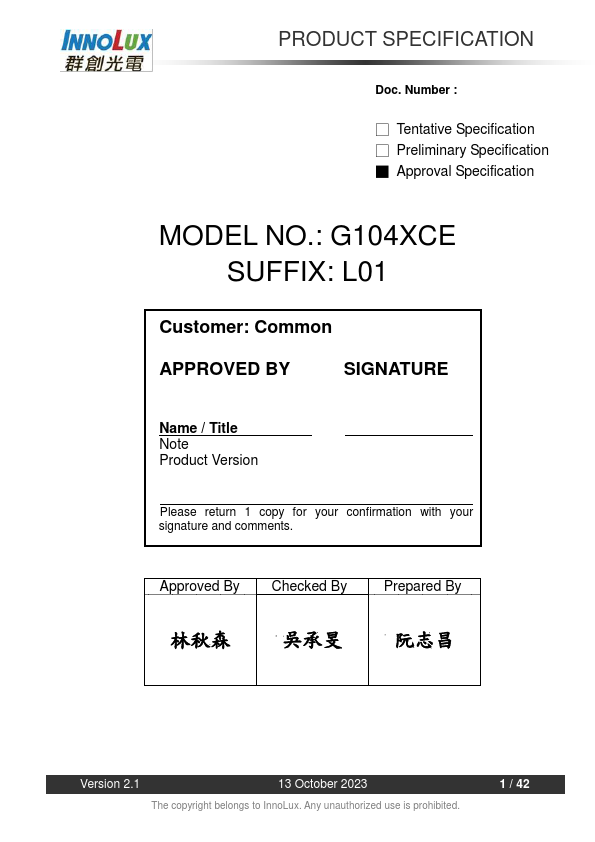 G104XCE-L01 Datasheet Preview