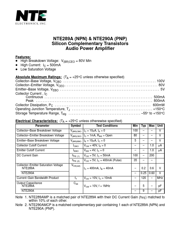 NTE289A