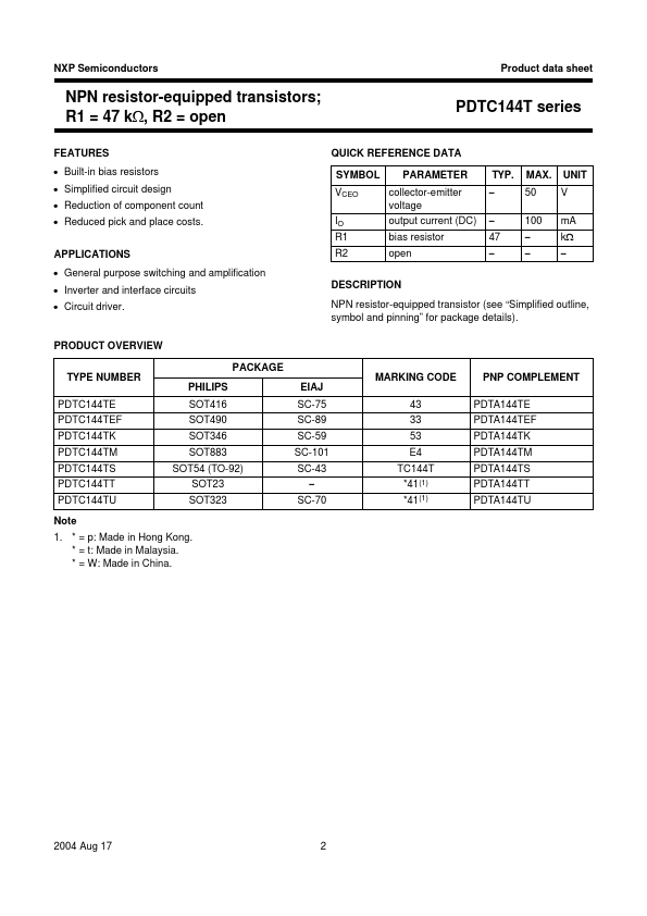 PDTC144T