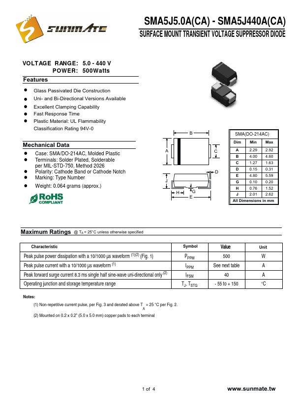 SMA5J180A