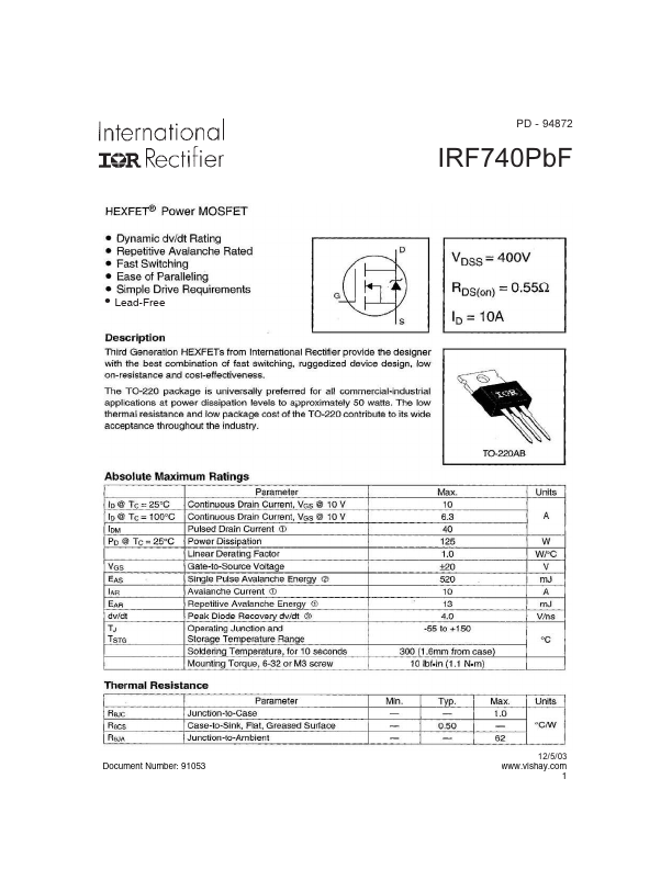 IRF740PBF