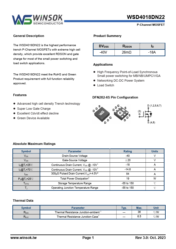 WSD4018DN22 Datasheet Preview