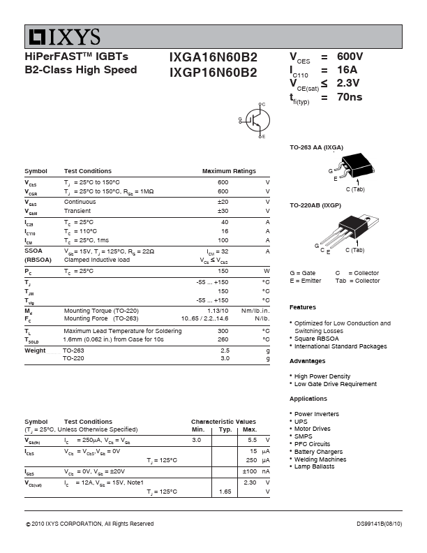 IXGP16N60B2