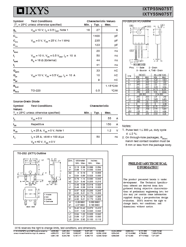 IXTP55N075T