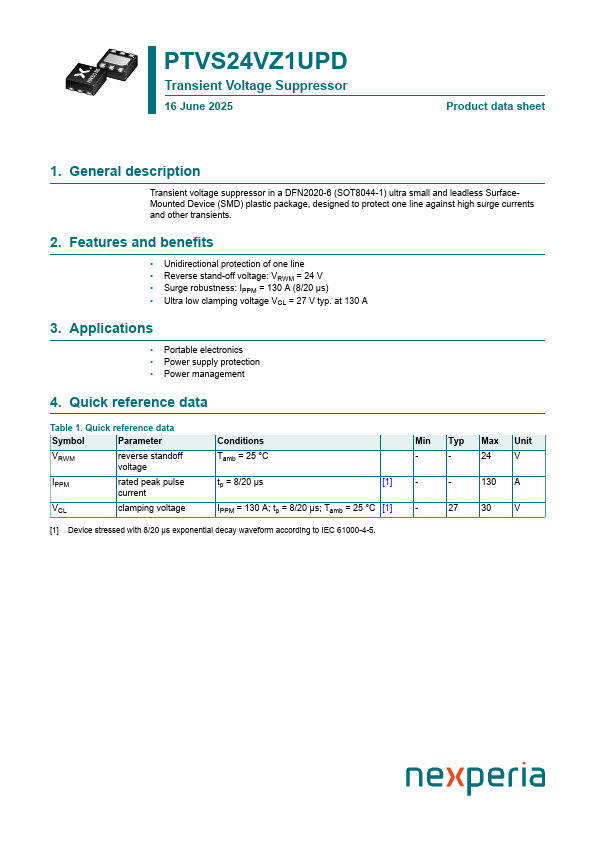 PTVS24VZ1UPD Datasheet Preview