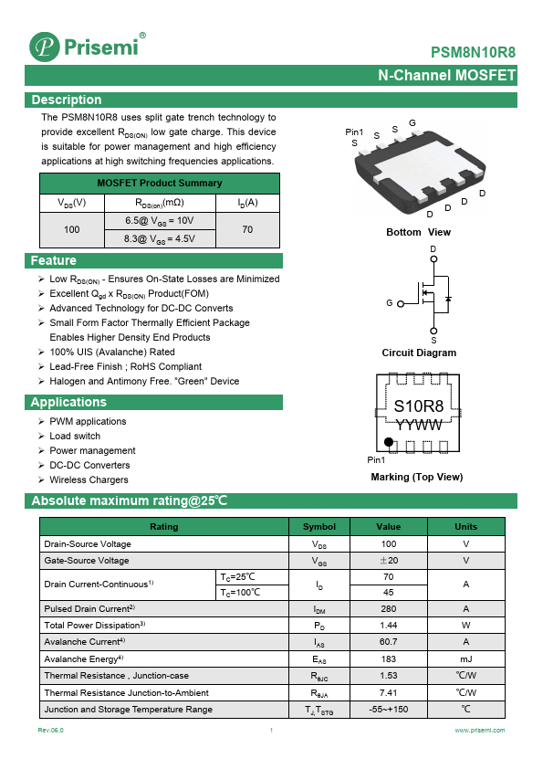 PSM8N10R8 Datasheet Preview
