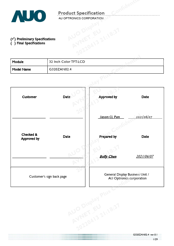 G320ZAN02.4 Datasheet Preview
