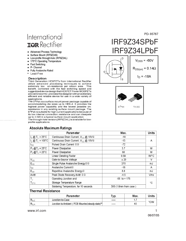 IRF9Z34SPBF