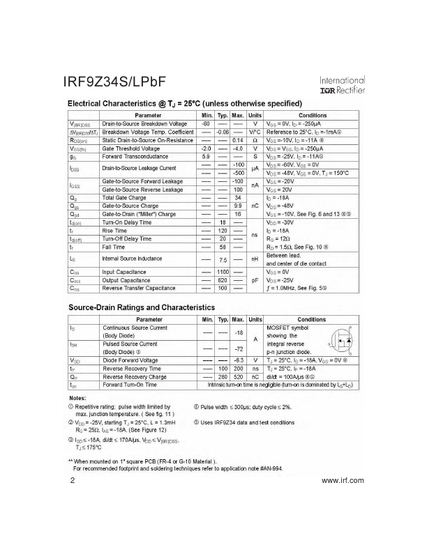 IRF9Z34SPBF