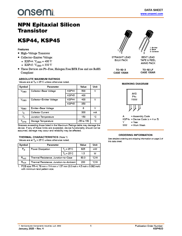KSP45 Datasheet Preview