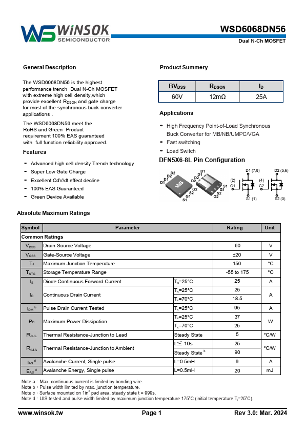 WSD6068DN56 Datasheet Preview