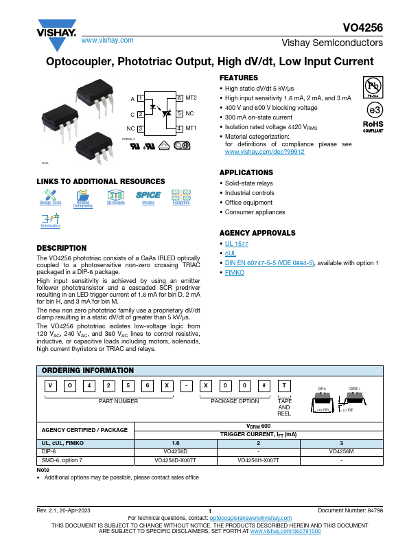 VO4256 Datasheet Preview