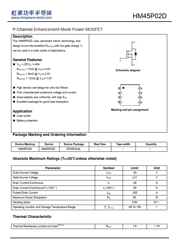 HM45P02D Datasheet Preview