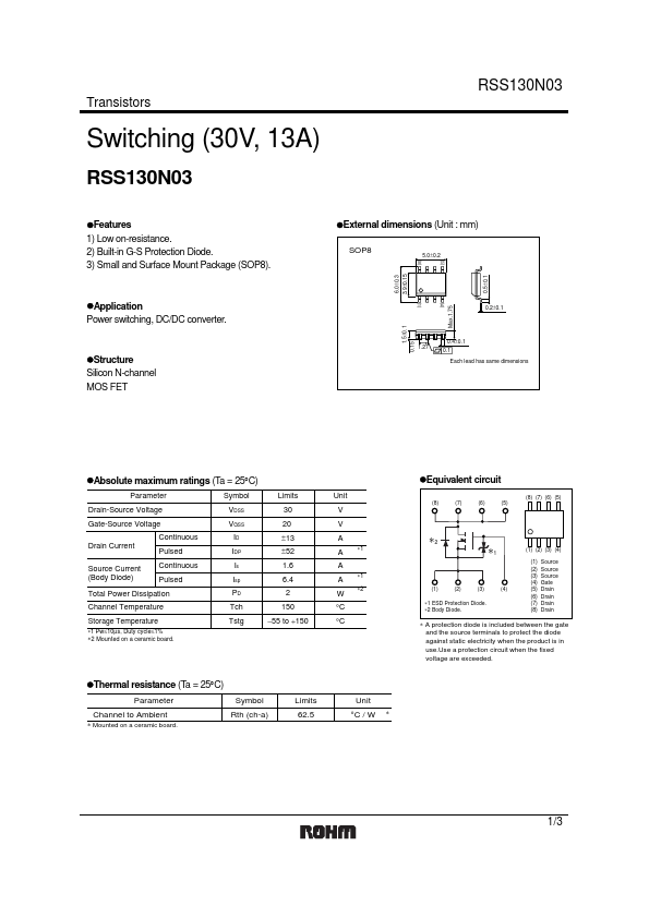 RSS130N03 Datasheet Preview