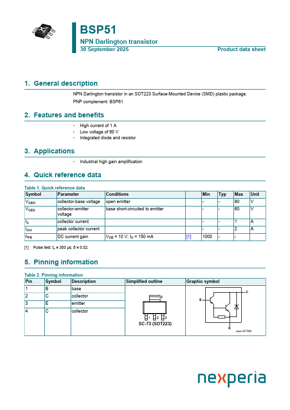 BSP51 Datasheet Preview