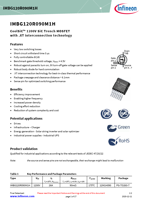 IMBG120R090M1H Datasheet Preview