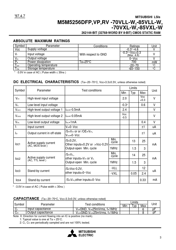 M5M5256DFP-85VXL-W