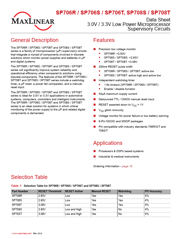 SP706T Datasheet Preview