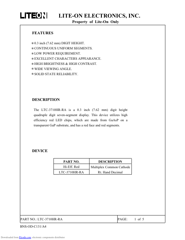 LTC-3710HR-RA Datasheet Preview