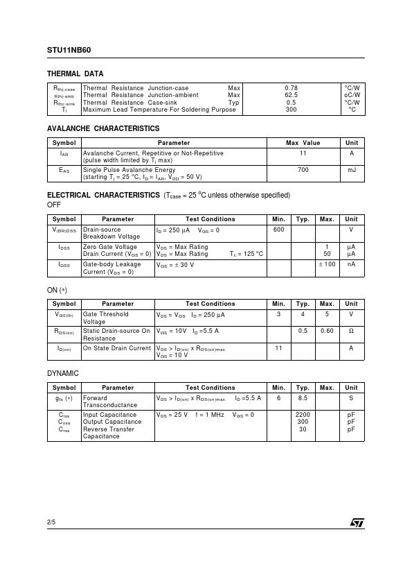 STU11NB60 page 2 preview