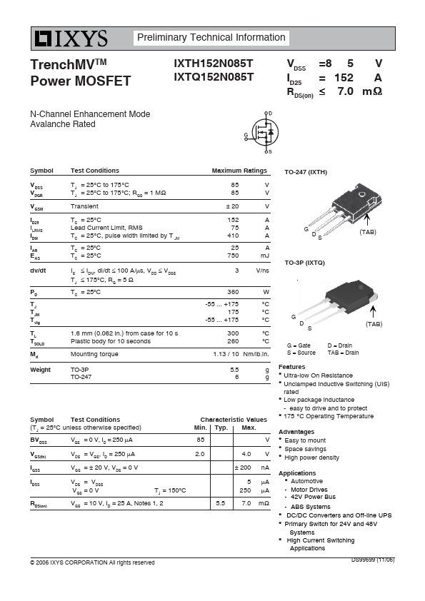 IXTH152N085T