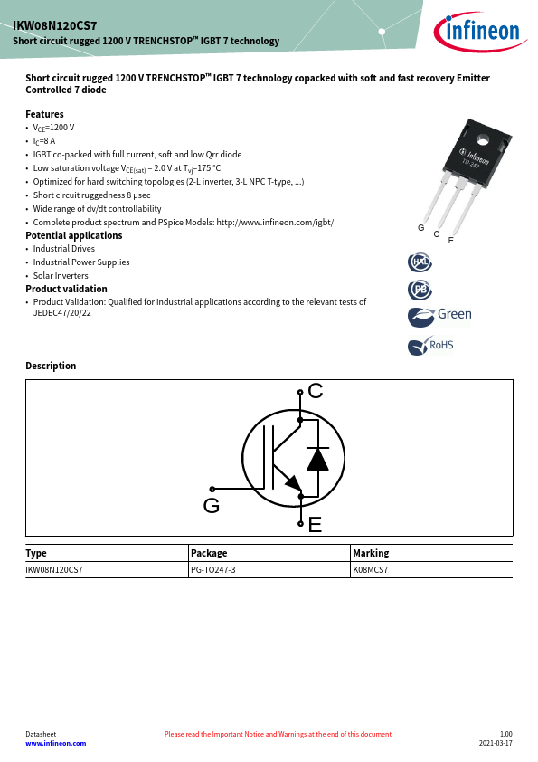 IKW08N120CS7 Datasheet Preview