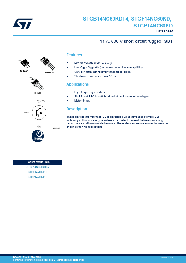 STGP14NC60KD Datasheet Preview