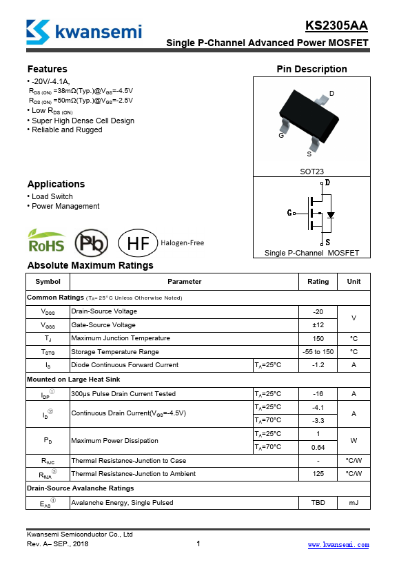KS2305AA Datasheet Preview