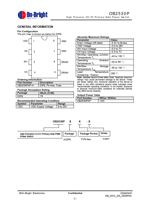 OB2530P Datasheet PDF - On-Bright Electronics