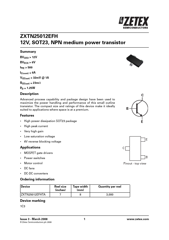 ZXTN25012EFH