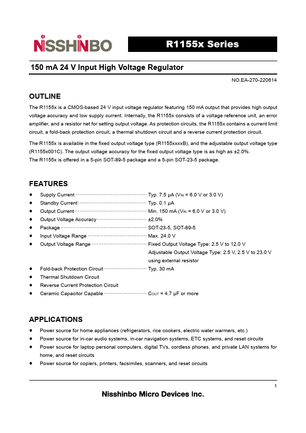 R1155H087B Datasheet Preview
