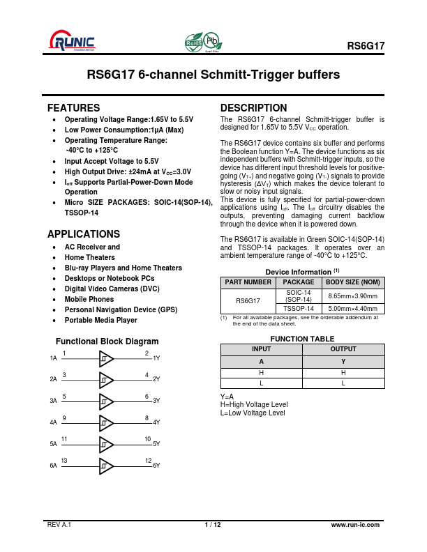 RS6G17 Datasheet Preview
