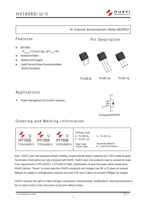 HY1606U Datasheet Preview