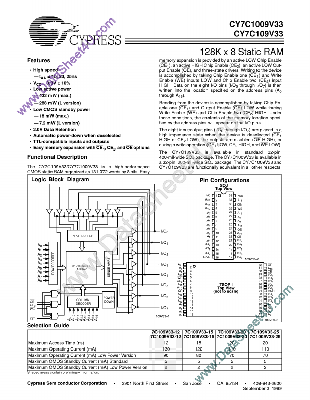 CY7C1009V33