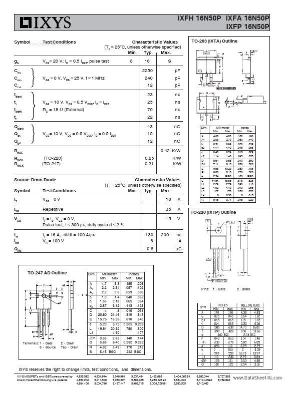 IXFA16N50P