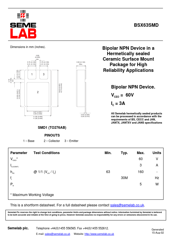 BSX63SMD