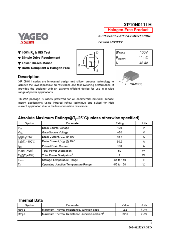 XP10N011LH Datasheet Preview